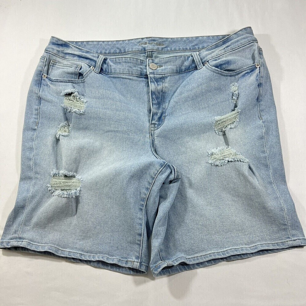 Maurice Plus Size Denim Distressed Shorts Light‎ Wash Size 20W